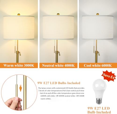 Jolof Store Modern Gold Floor Lamp | Adjustable Height & 3 Color Modes