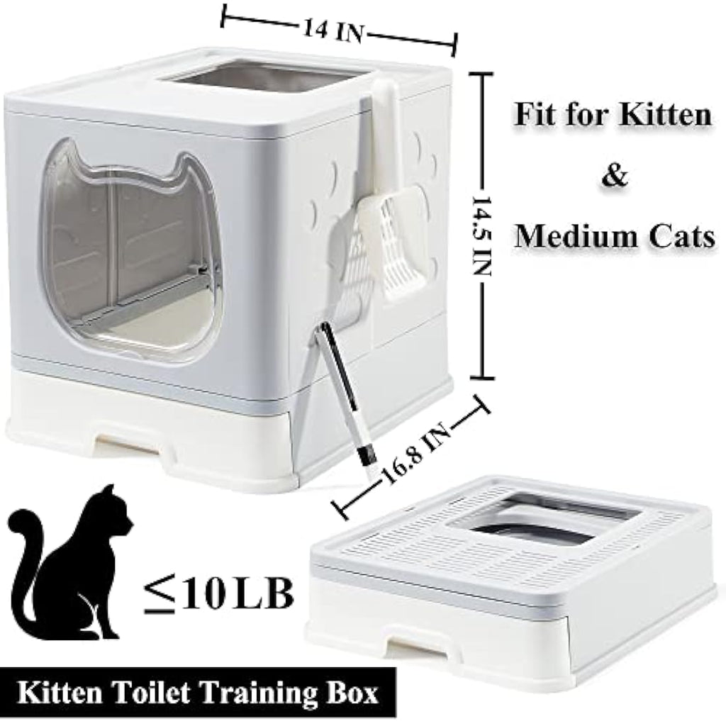 Vealind Top Entry Cat Litter Box with Drawer and 3-Way Locking Door