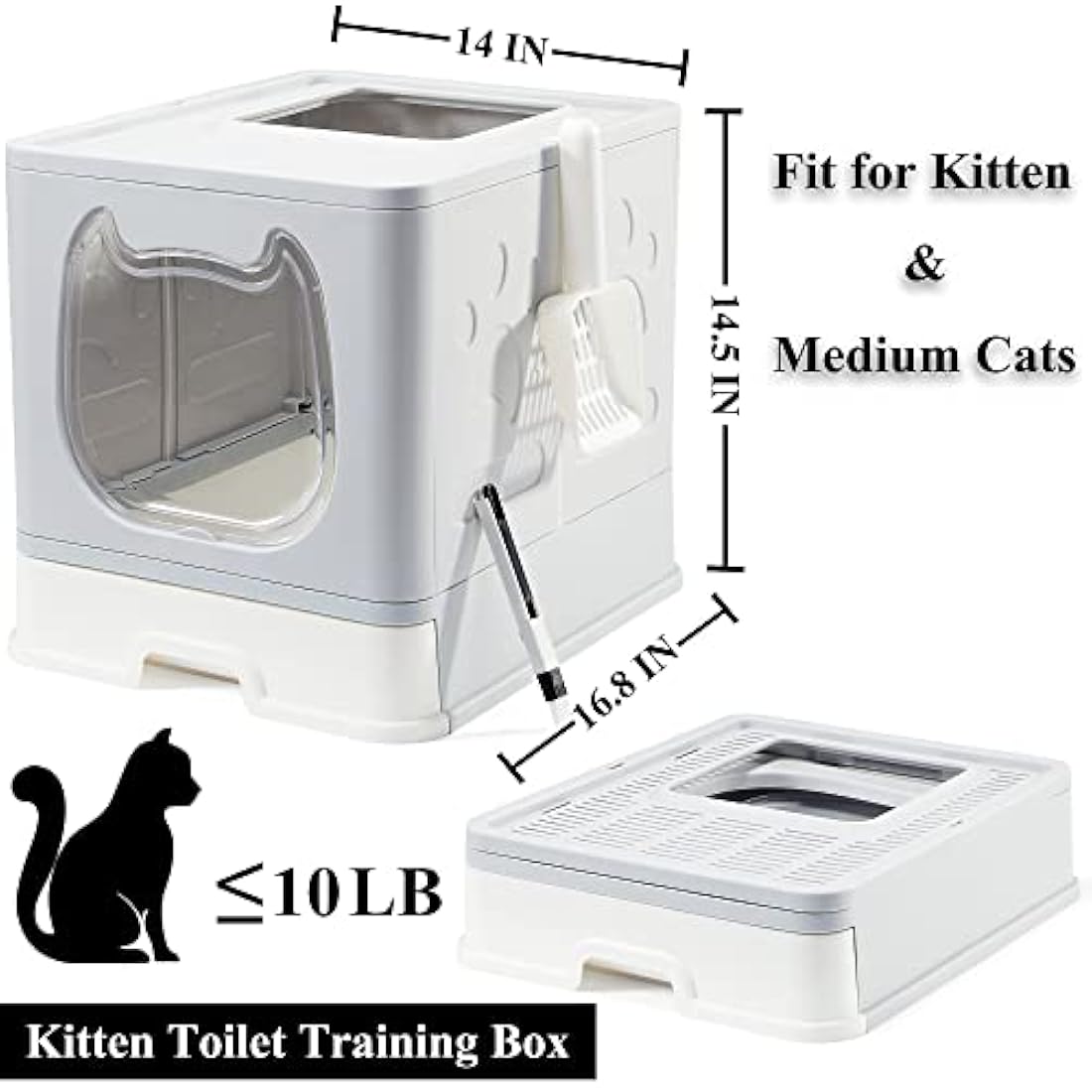 Vealind Top Entry Cat Litter Box with Drawer and 3-Way Locking Door