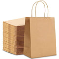 HURUC 50 Pcs Brown Kraft Paper Gift Bags with Handles - 18x24x8cm