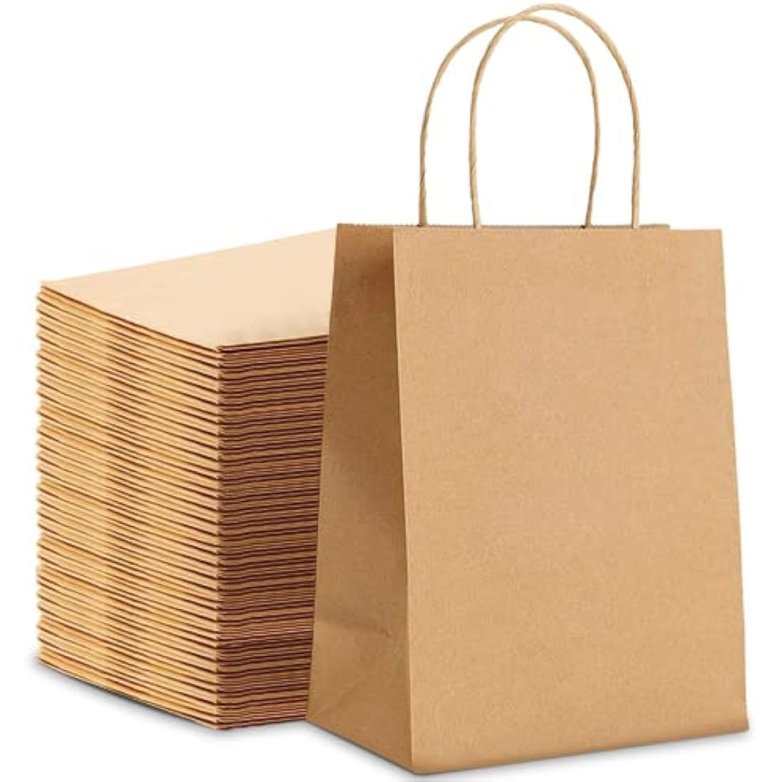 HURUC 20 Pcs Brown Kraft Paper Gift Bags with Handles - 18x24x8cm