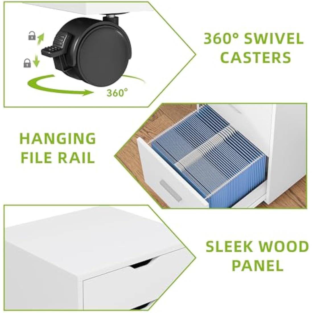 YITAHOME 4-Drawer Mobile File Cabinet | Rolling Under Desk Storage, White