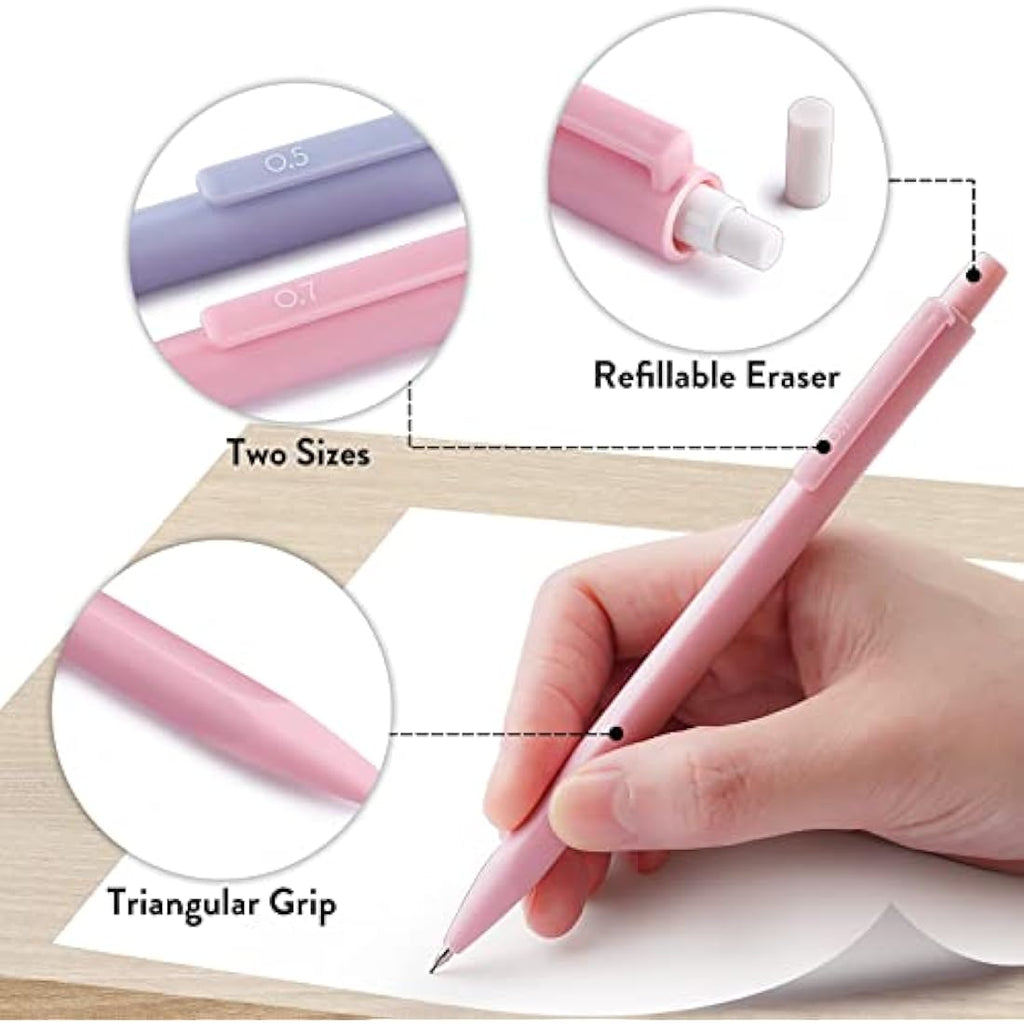 Four Candies Aesthetic Mechanical Pencil Set | 0.5mm & 0.7mm Pastel Stationery