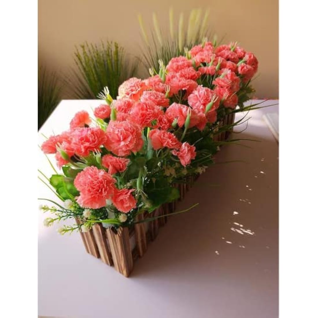 Jolof Store Silk Artificial Carnations - UV Resistant Red Bouquet - 10 Heads