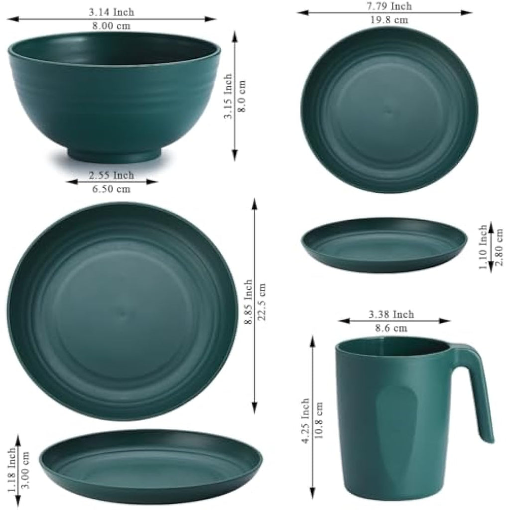 Kyraton 32-Piece Plastic Dinnerware Set | Unbreakable Camping Dishes for 8