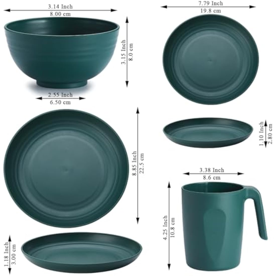 Kyraton 32-Piece Plastic Dinnerware Set | Unbreakable Camping Dishes for 8