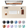 YSAGi Large Leather Desk Mat | Non-Slip Waterproof PU Mouse Pad, Beige