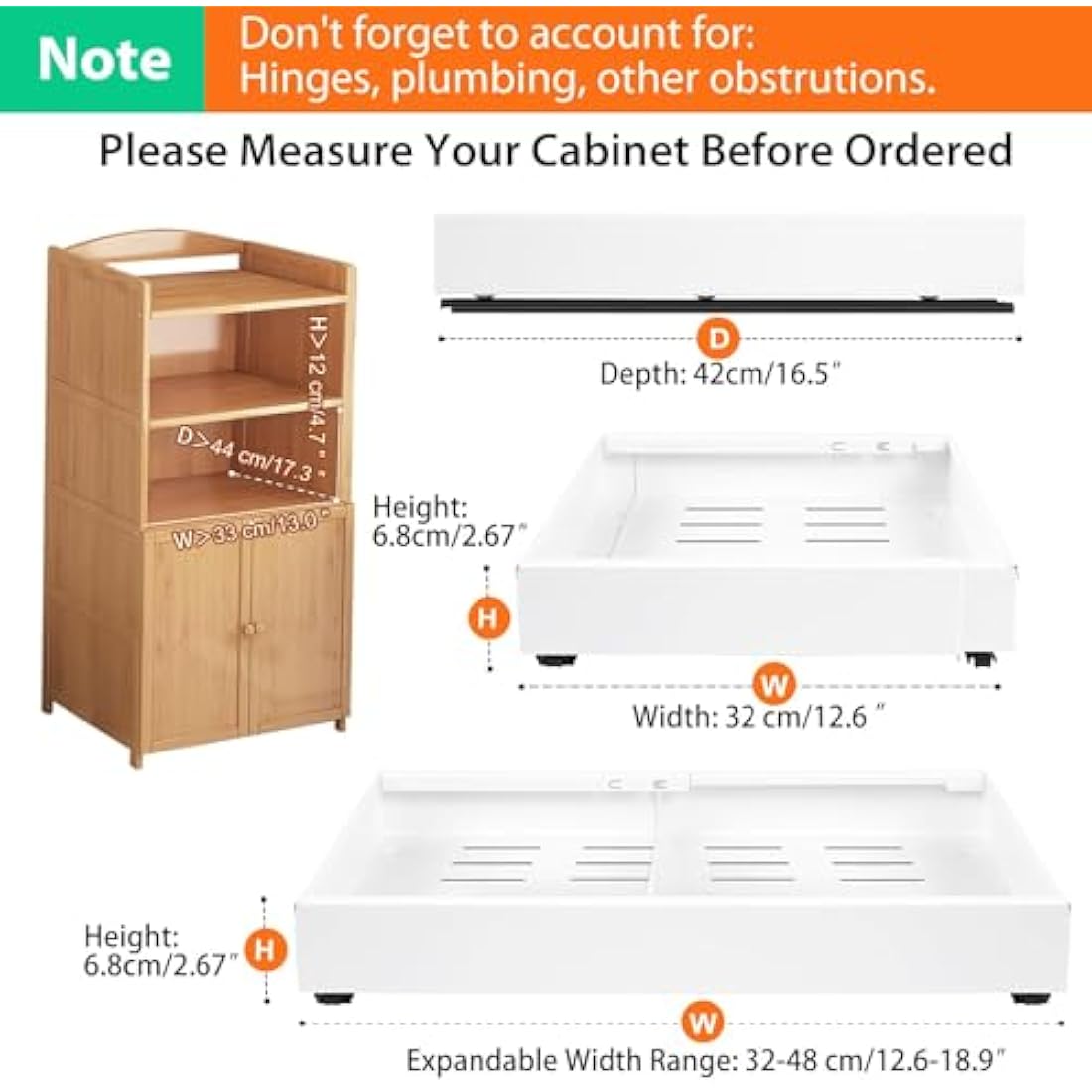 NAYAHOSE 2-Pack Pull Out Cabinet Organiser – Extendable Stainless Steel