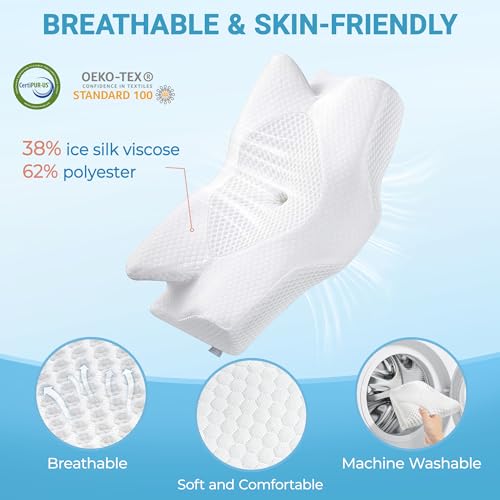 Elviros Cervical Memory Foam Pillow – Orthopedic Neck Support for Pain