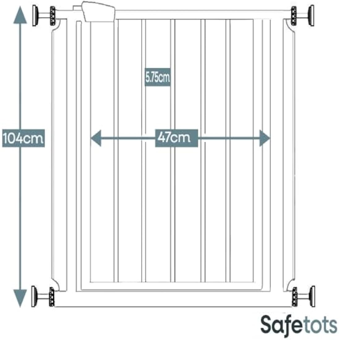 Safetots Extra Tall Narrow Metal Safety Gate | White, 68.5cm - 75cm