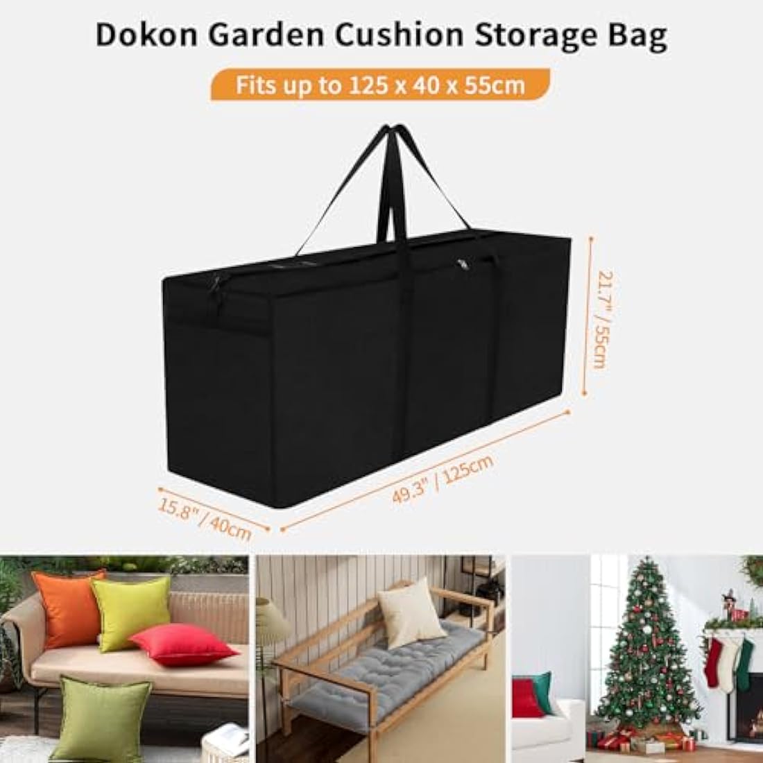 Dokon Waterproof Garden Cushion & Christmas Tree Storage Bag – Black
