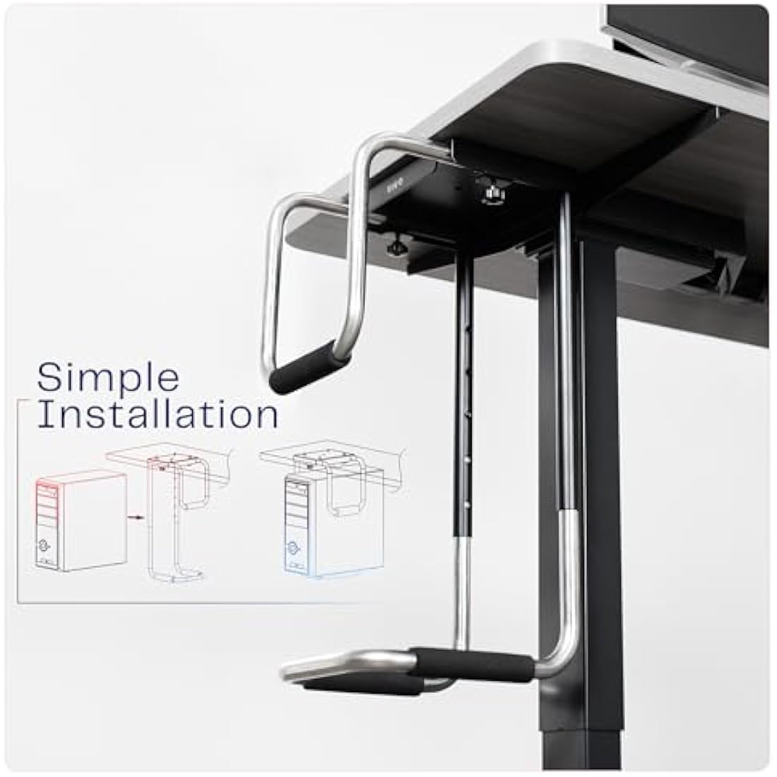 VIVO Heavy Duty Under-Desk PC Mount | Adjustable Steel CPU Holder