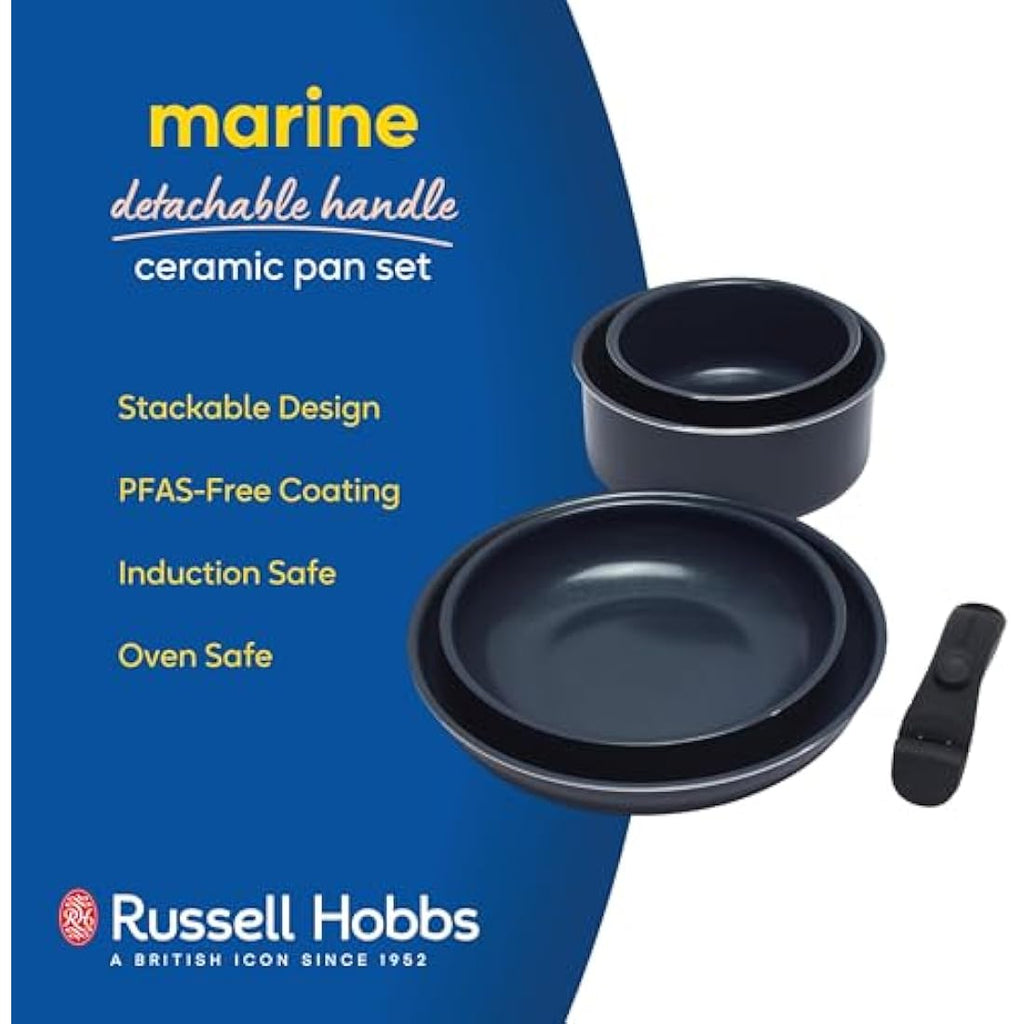 Russell Hobbs Smart Clip 5-Piece Non-Stick Pan Set – Navy Blue