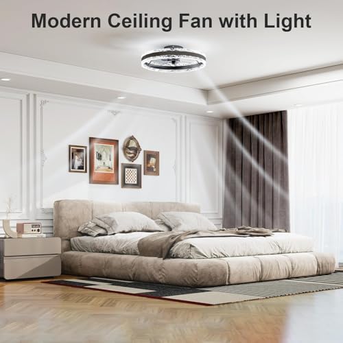 50cm Smart LED Ceiling Fan with Light and Remote – Black