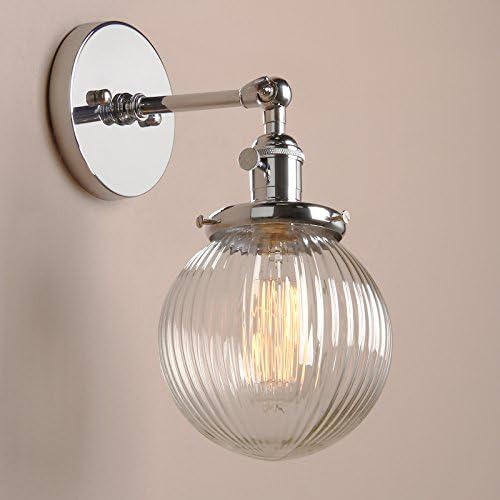 Industrial Ribbed Glass Wall Sconce – Chrome Retro Light