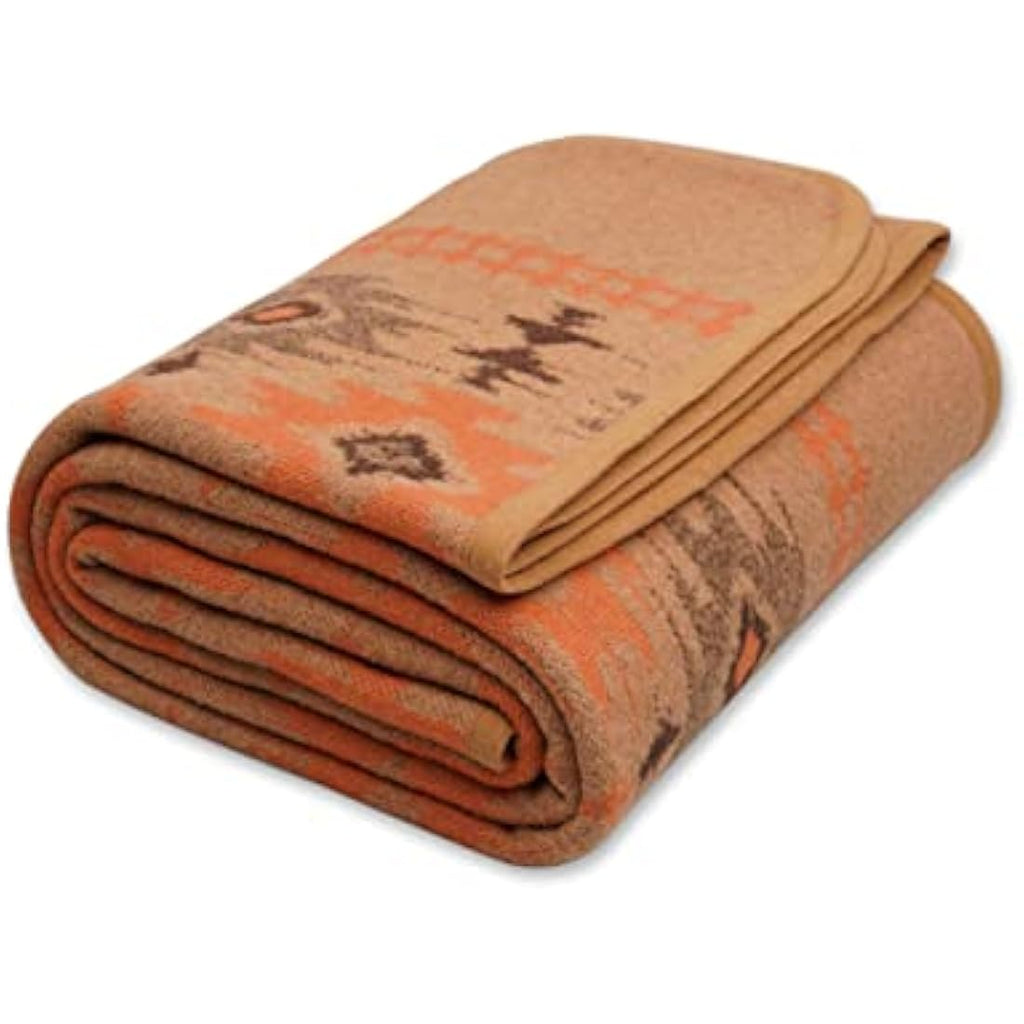 Acushla Merino Wool Camp Blanket – Large Washable Thermal Throw, Khaki