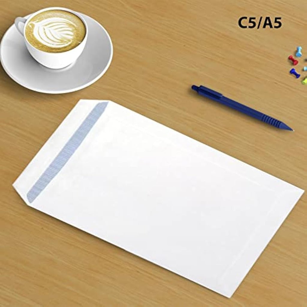 C5 A5 Self-Seal Envelopes | 90 GSM White Pocket | 100 Pack