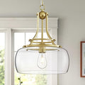 WUZUPS Industrial Gold Farmhouse Chandelier | Round Glass Pendant Light