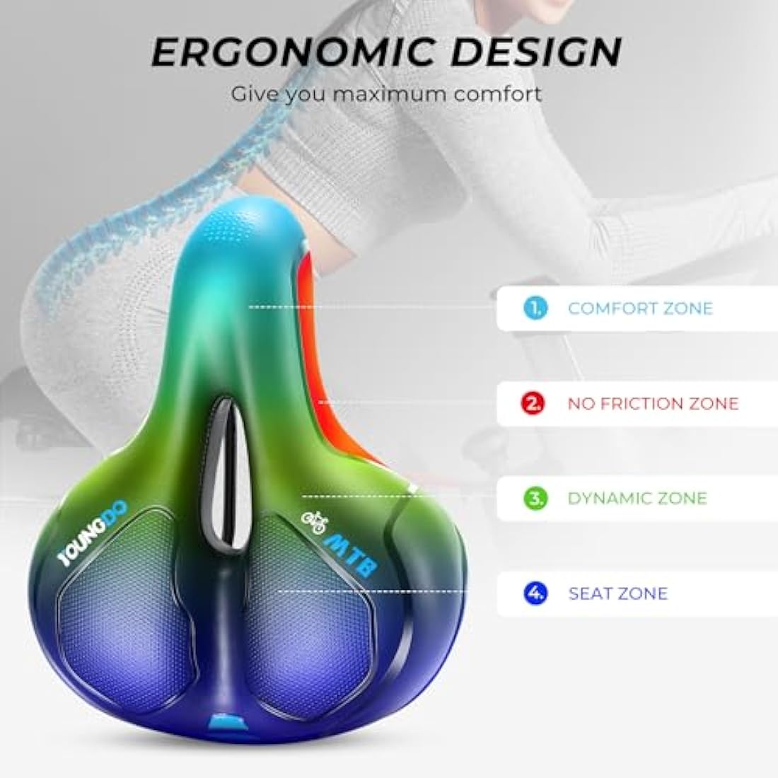 YOUNGDO Gel Bicycle Saddle | Ergonomic Shock-Absorbing Bike Seat