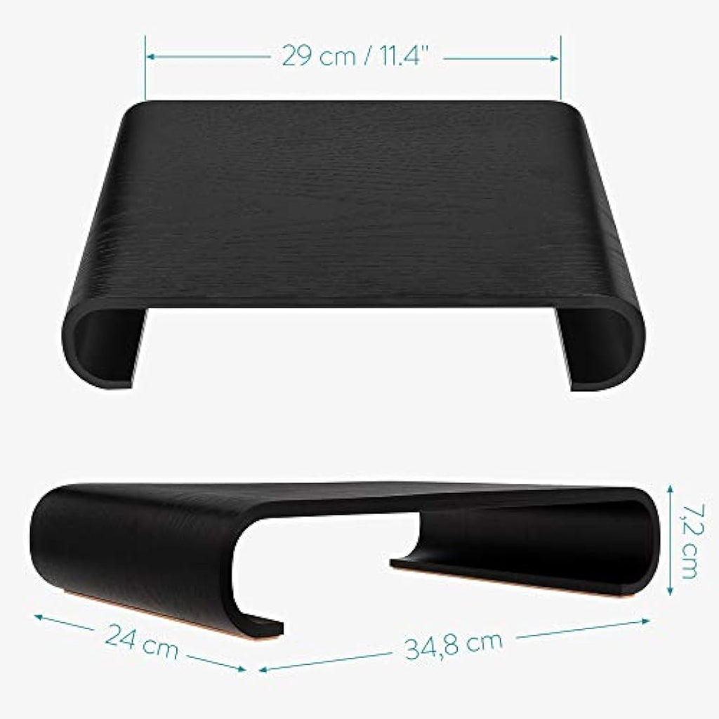Navaris Oak Wood Monitor Riser – Ergonomic Desktop Stand in Black