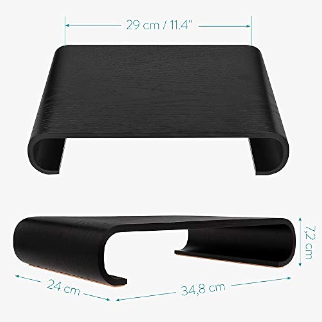 Navaris Oak Wood Monitor Riser – Ergonomic Desktop Stand in Black