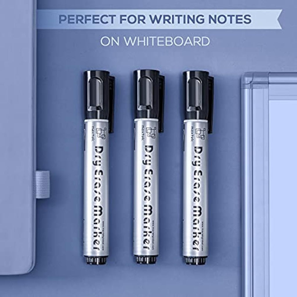 Maxtek Black Whiteboard Markers – 12 Pack Bullet Tip Dry Erase Pens