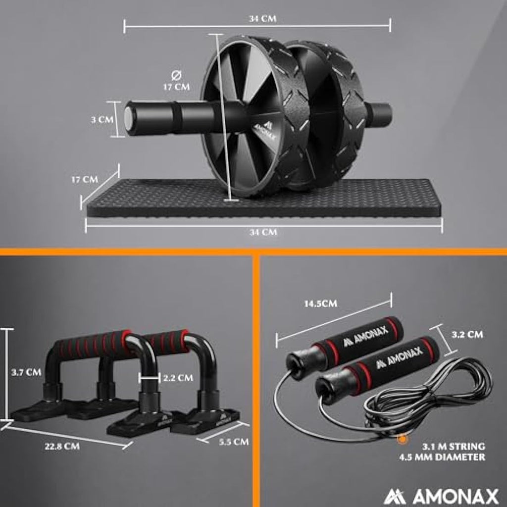Amonax Convertible Ab Roller Wheel and Home Gym Fitness Equipment Set
