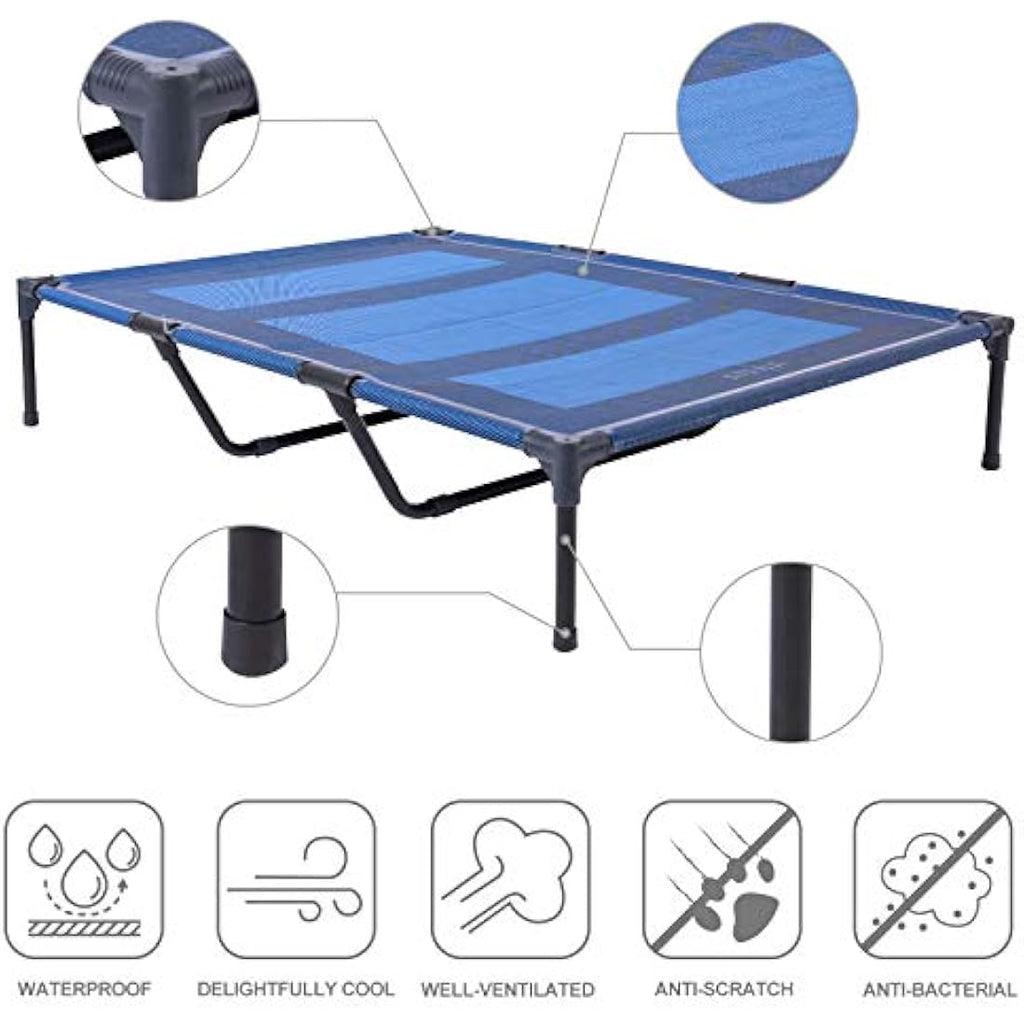 ANWA Elevated Dog Bed – Large Raised Outdoor Pet Cot with Teslin Mesh