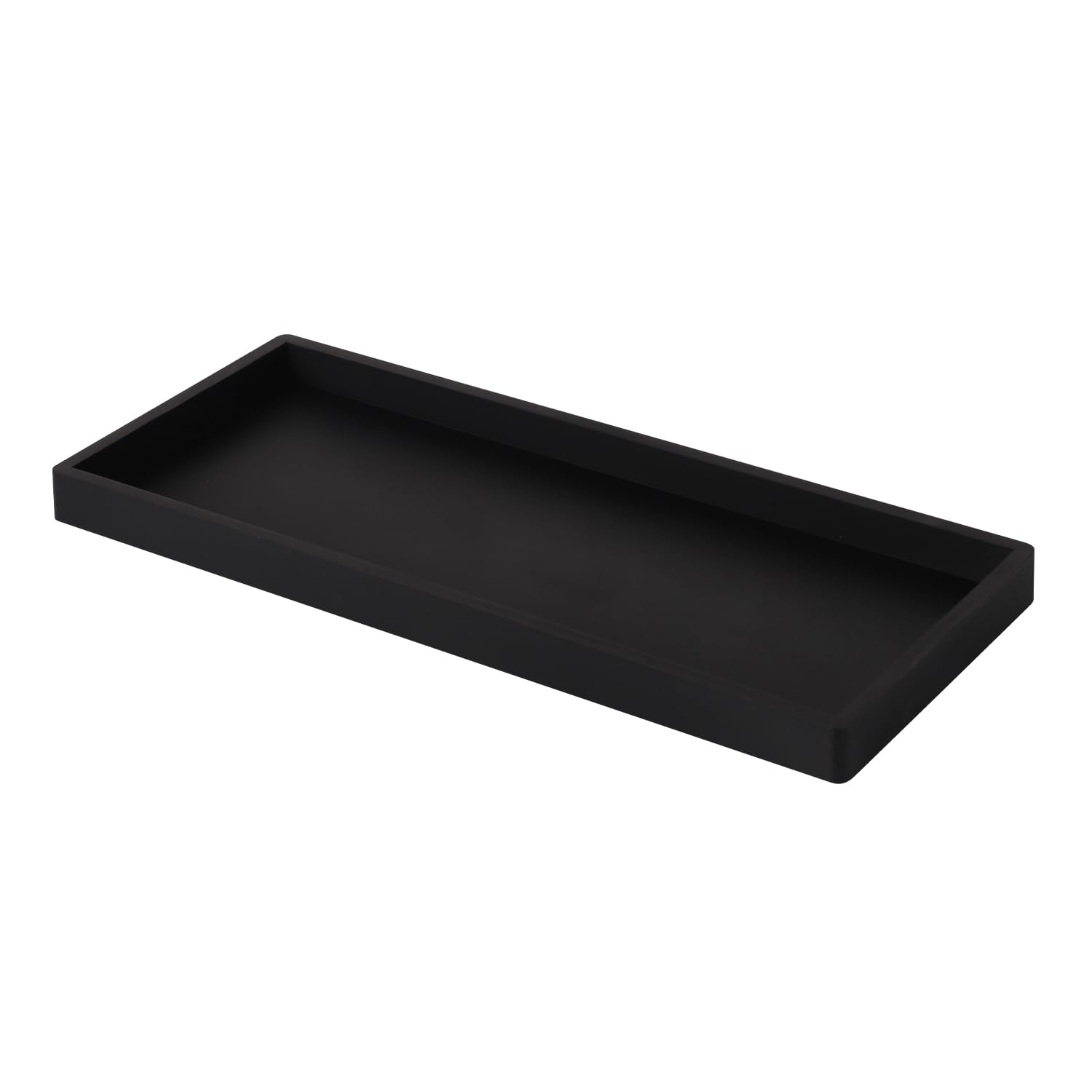 Silicone Bathroom Vanity Tray – Black Countertop Organizer