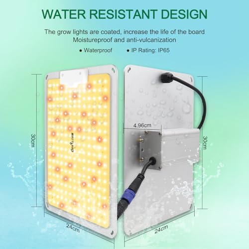 GERYLOVE SP1000 Full Spectrum LED Grow Light | 100W Dimmable Plant Lamp