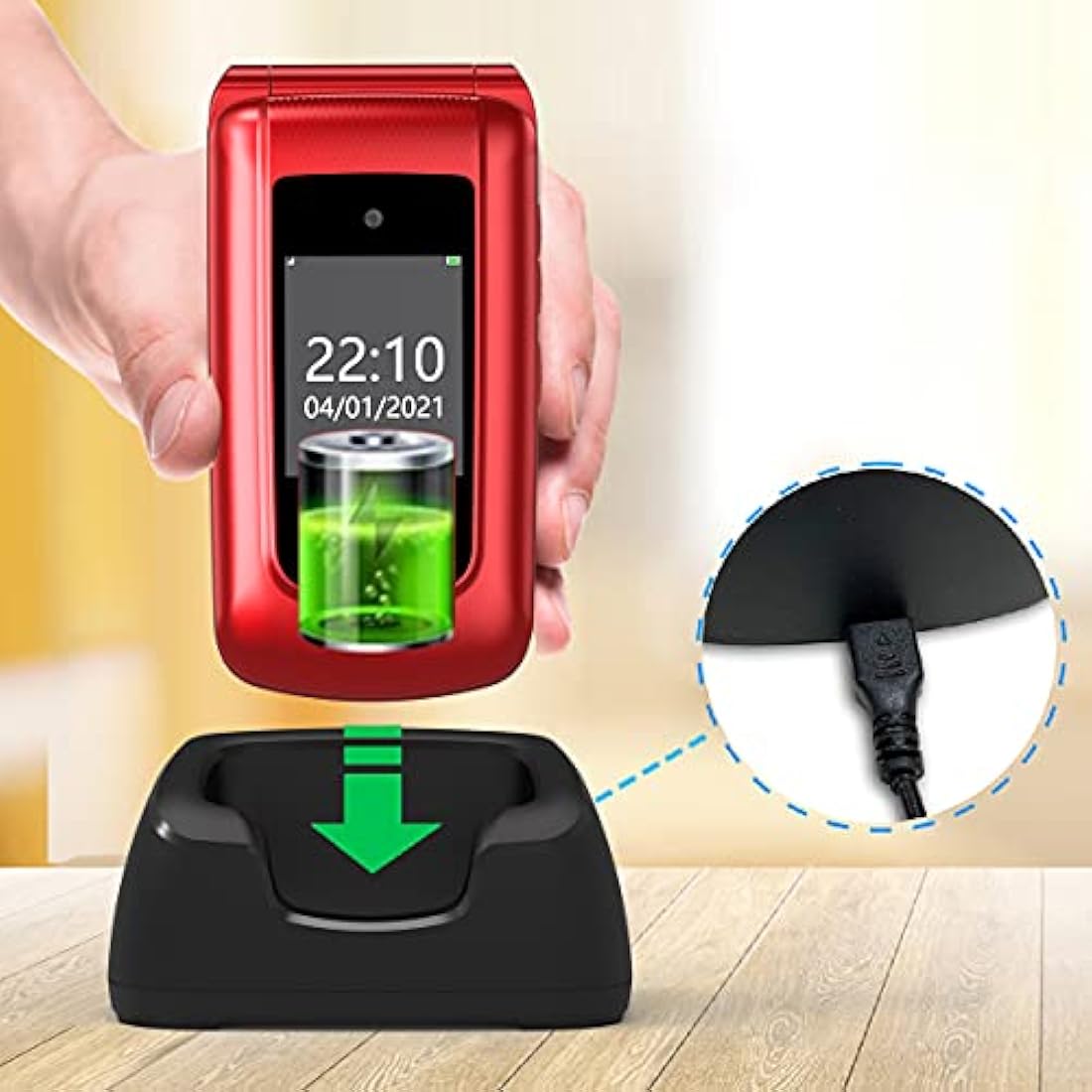 Uleway Big Button Flip Mobile Phone for Elderly with SOS Button – Red