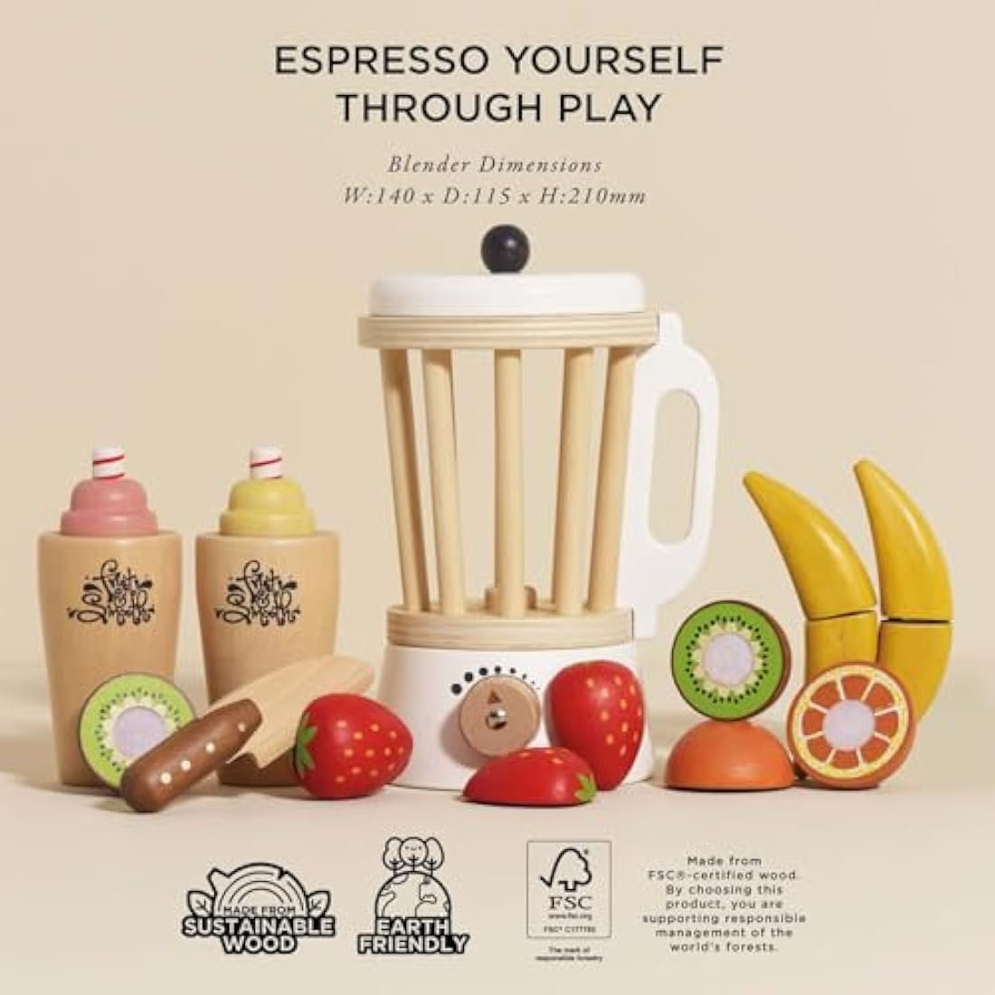 Le Toy Van Honeybake Wooden Blender Set – Pretend Play Kitchen Toy