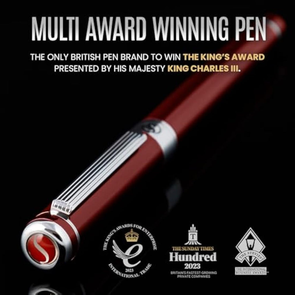 Scriveiner Luxury Rollerball Pen – Crimson Red with Chrome Trim