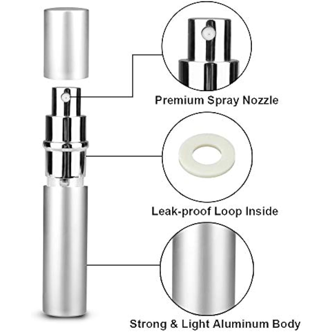 Zingso Refillable Travel Perfume Atomiser - 3 Pcs 6ml Portable Spray Bottles