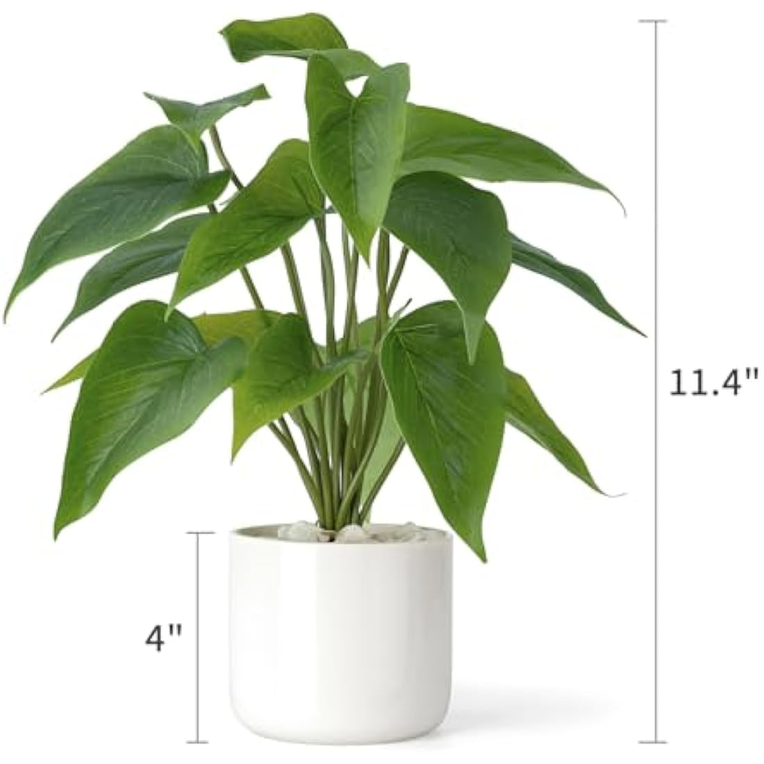 Mkono Artificial Pothos Plant in 4" White Ceramic Pot – 11" Faux Greenery