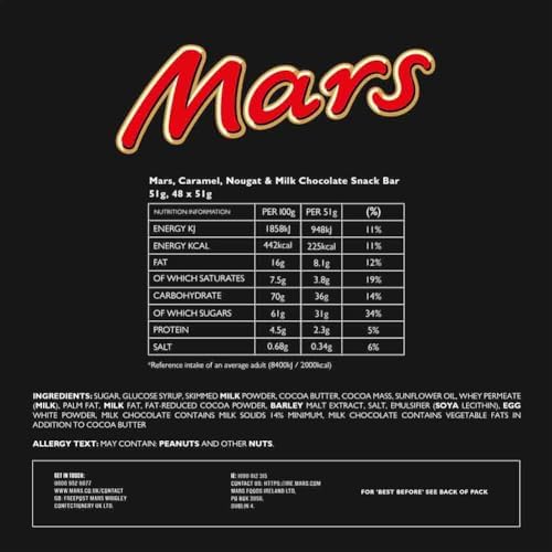 Mars Chocolate Bars Bulk Box – 48 x 51g Milk Chocolate Multipack