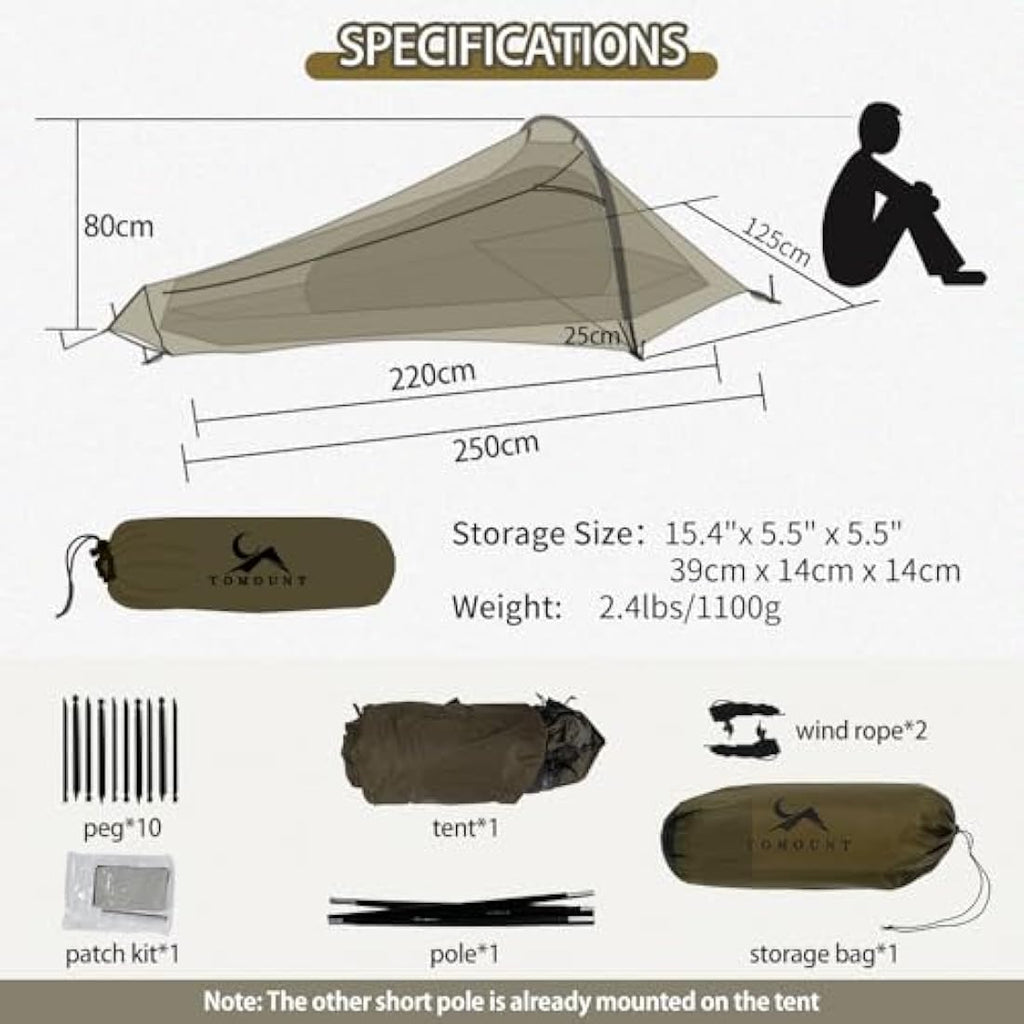TOMOUNT Ultralight Bivy Tent | Waterproof Nylon Backpacking Tent