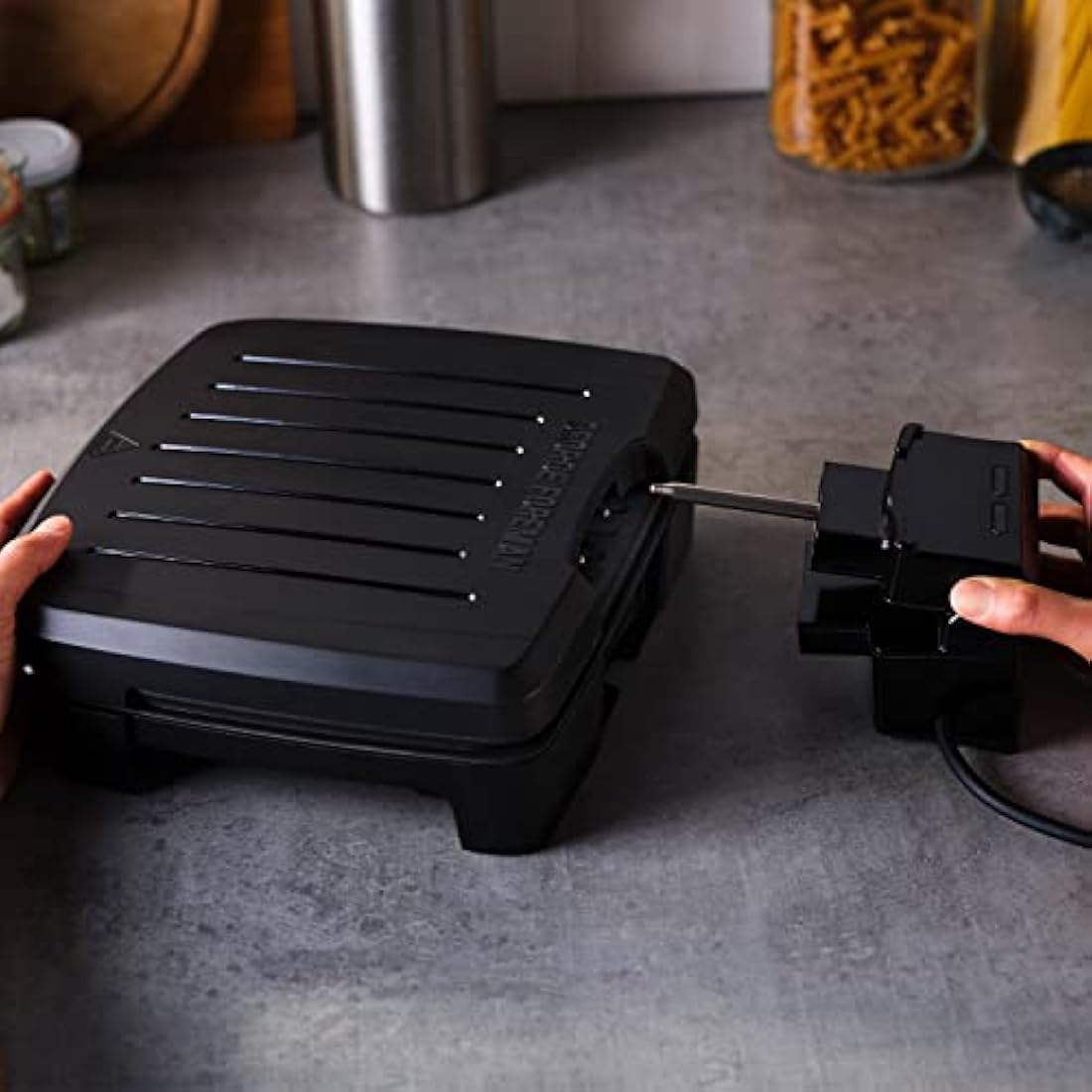 George Foreman Immersa Small Electric Grill | Dishwasher Safe Black