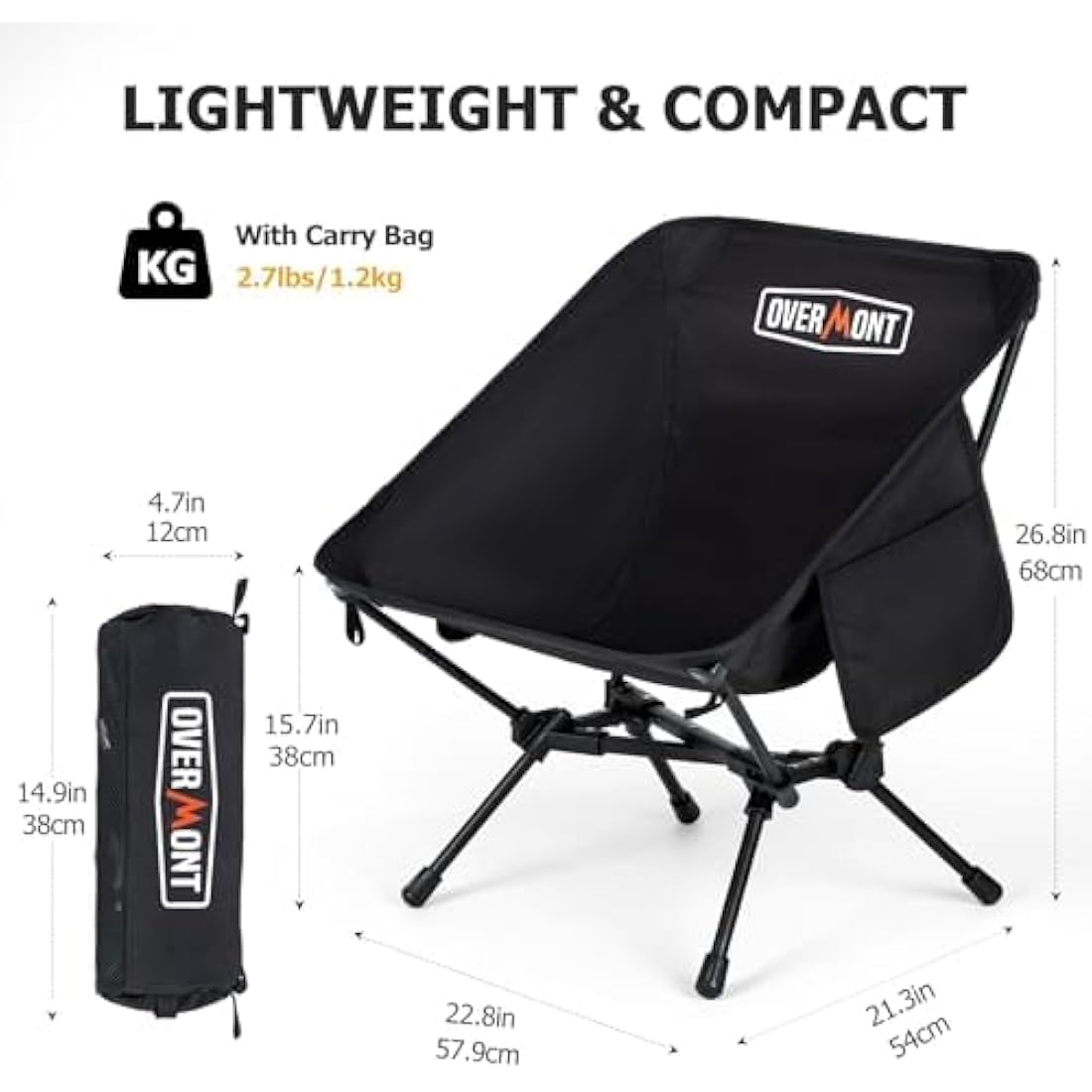 Overmont Ultralight Folding Camping Chair | Portable 150kg Capacity