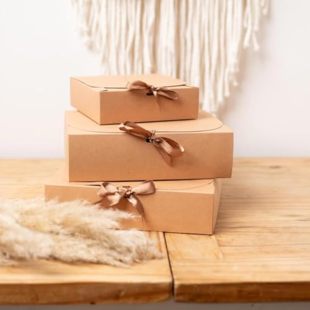 Jolof Store Brown Kraft Gift Boxes - Pack of 12 Rectangle Presentation Boxes