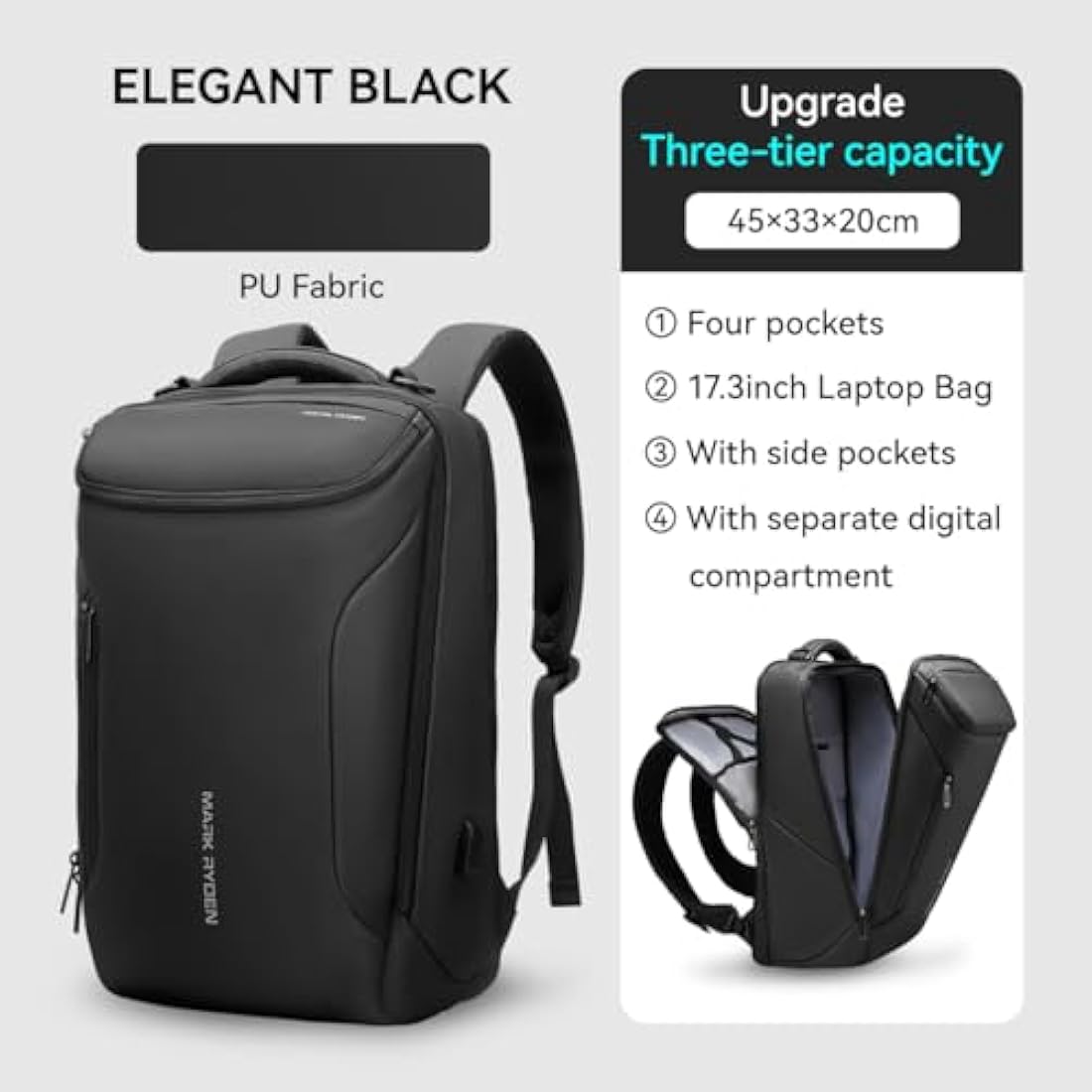 Mark Ryden 17.3" Laptop Backpack – Waterproof Business Travel Bag