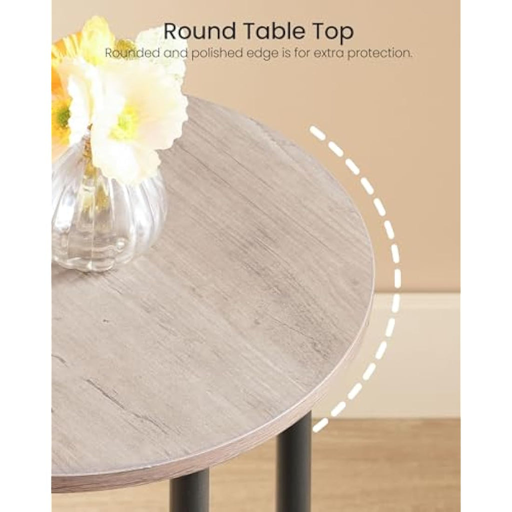 CHOEZON 2-Tier Round Side Table | Industrial Greige End Table Nightstand