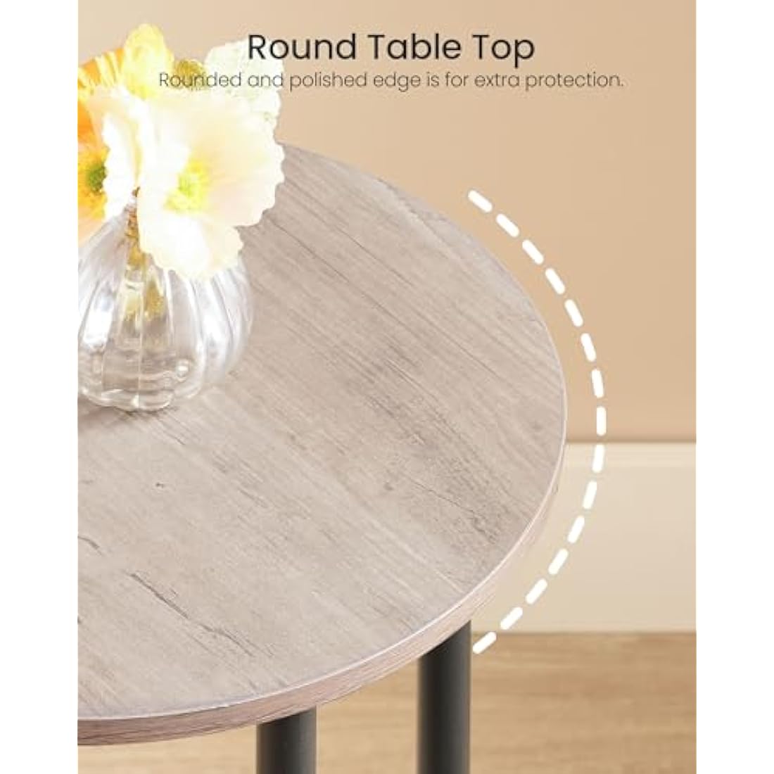 CHOEZON 2-Tier Round Side Table | Industrial Greige End Table Nightstand