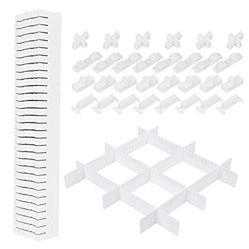 OctBird 10Pcs Drawer Dividers with 30 Pcs Securing ClipIncrease Firmness,Grid Drawer Dividers Adjustable Compartment for Closet Lingerie