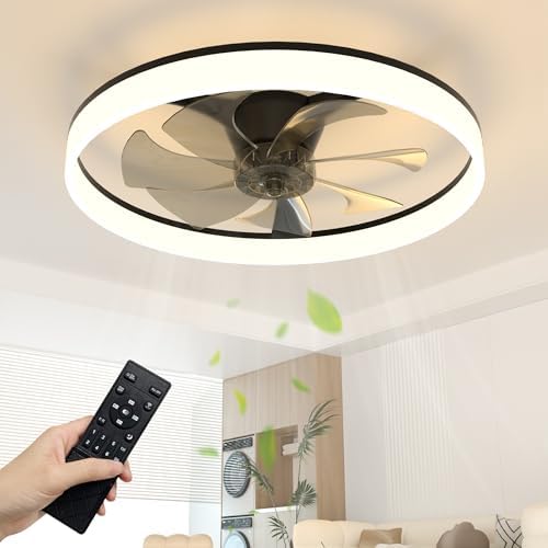 NIORSUN 60cm Smart LED Ceiling Fan with Remote | 6-Speed Dimmable Black