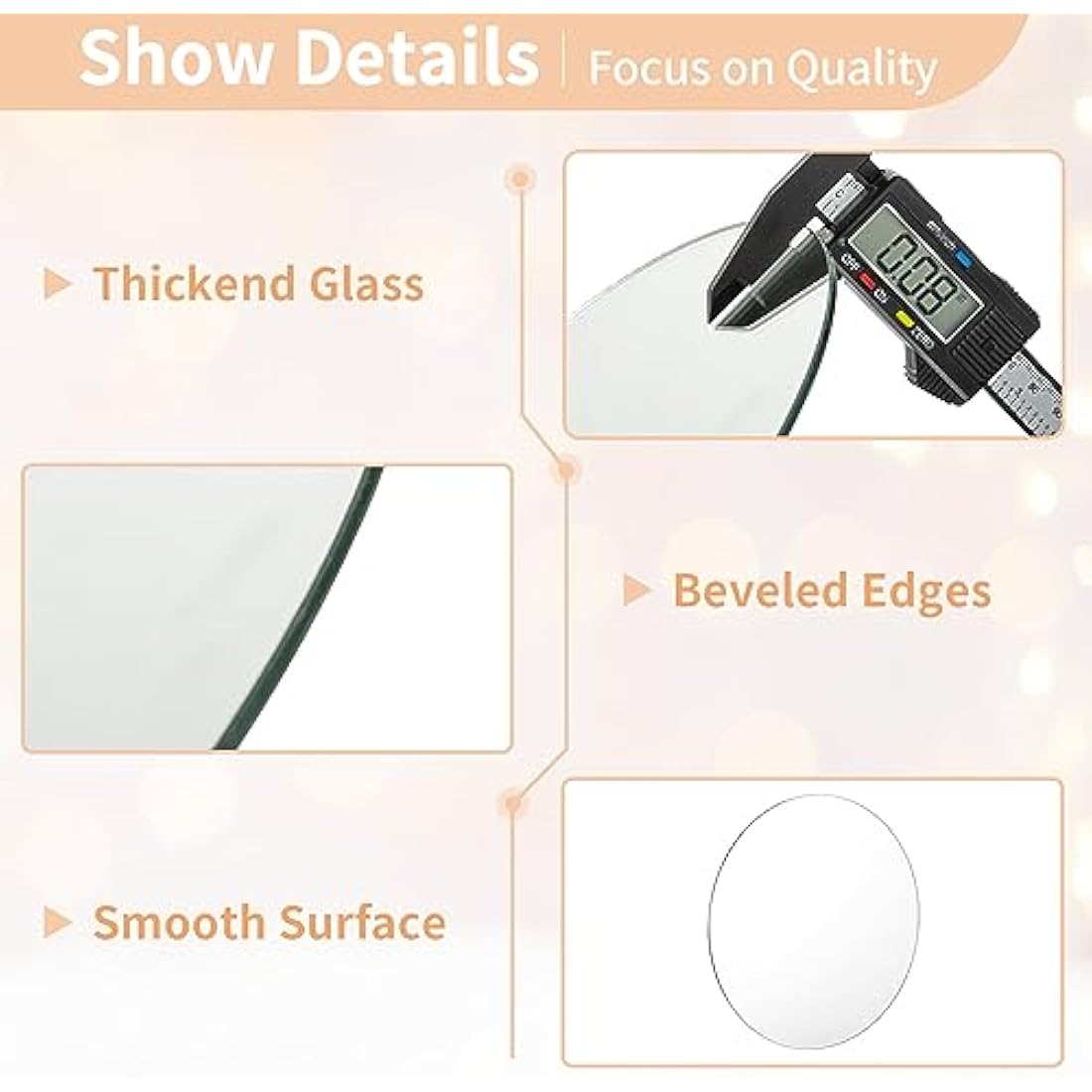 Nuptio Round Mirror Plate Wedding Centrepieces - 30cm Glass Tray, 6 Pcs