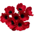 Artificial Poppy Flowers | 10 Stem UV-Resistant PU Bouquet - Red