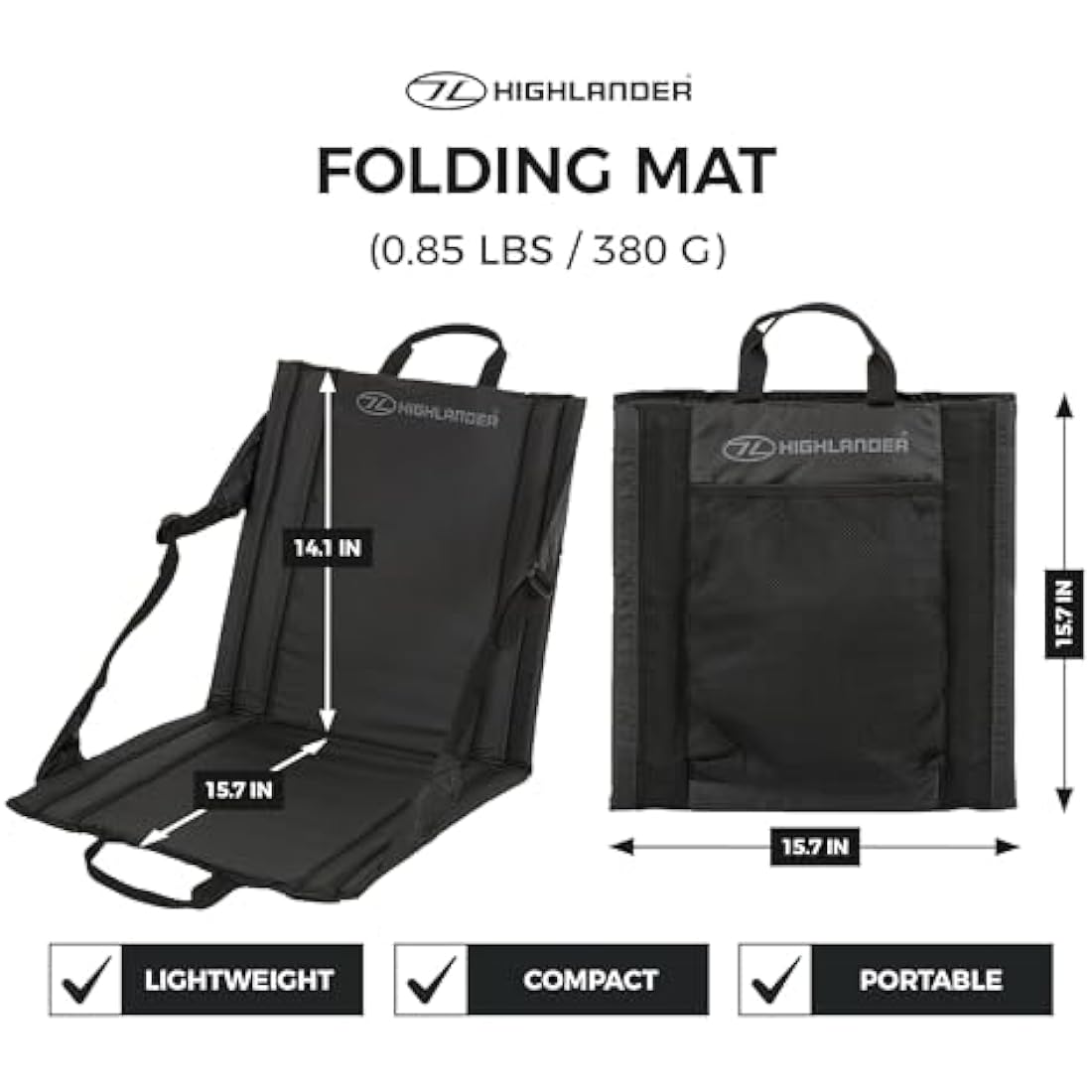 Highlander Outdoor Sit Mat – Portable Folding Stadium Seat with Back Support