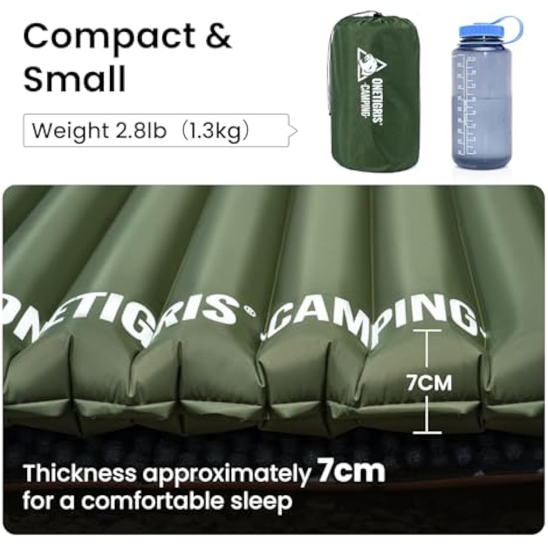 OneTigris Ultralight Camping Sleeping Pad | 2.8 R-Value Extra-Wide Mattress
