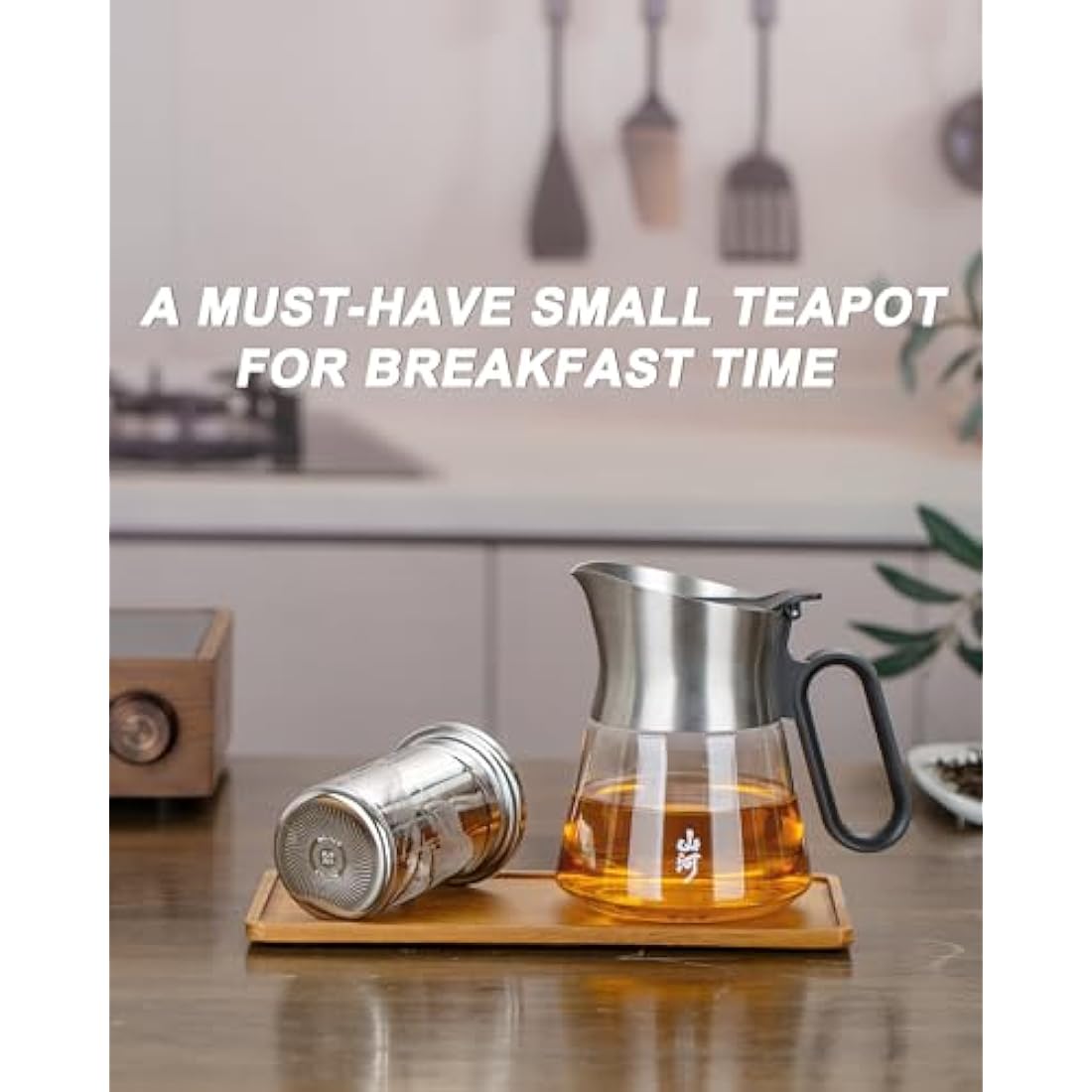 ZENS Glass Teapot with Infuser – 500ml Borosilicate Pot with Steel Spout